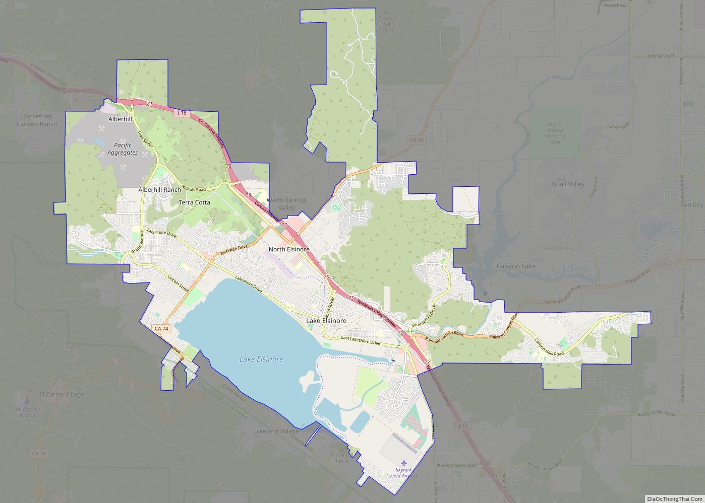 Map of Lake Elsinore city