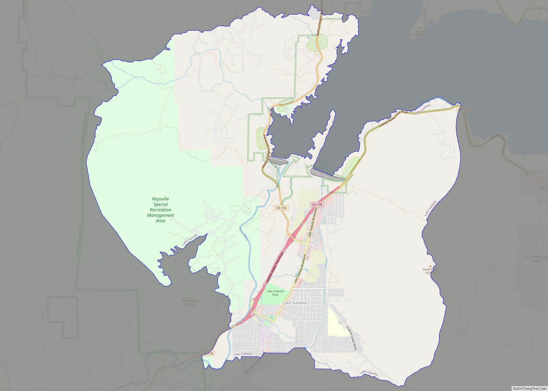 Map of Lake Isabella CDP