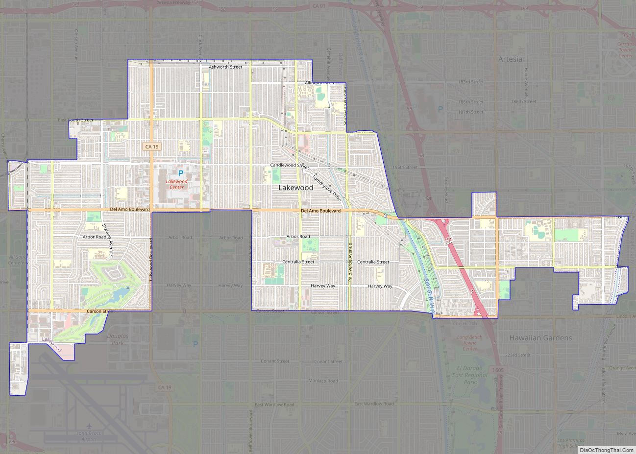 Map of Lakewood city