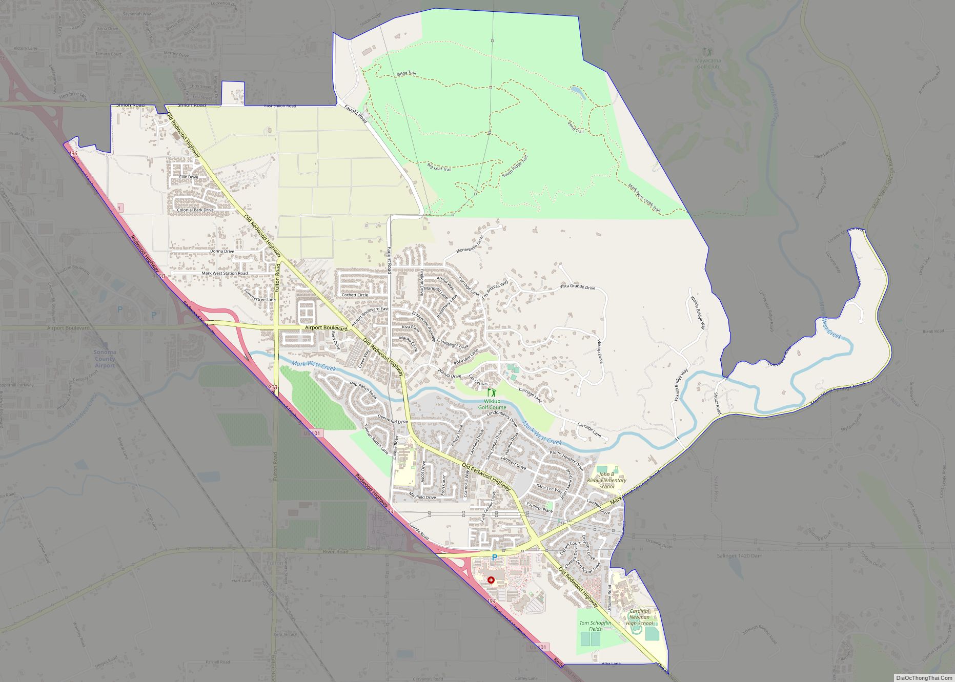 Map of Larkfield-Wikiup CDP