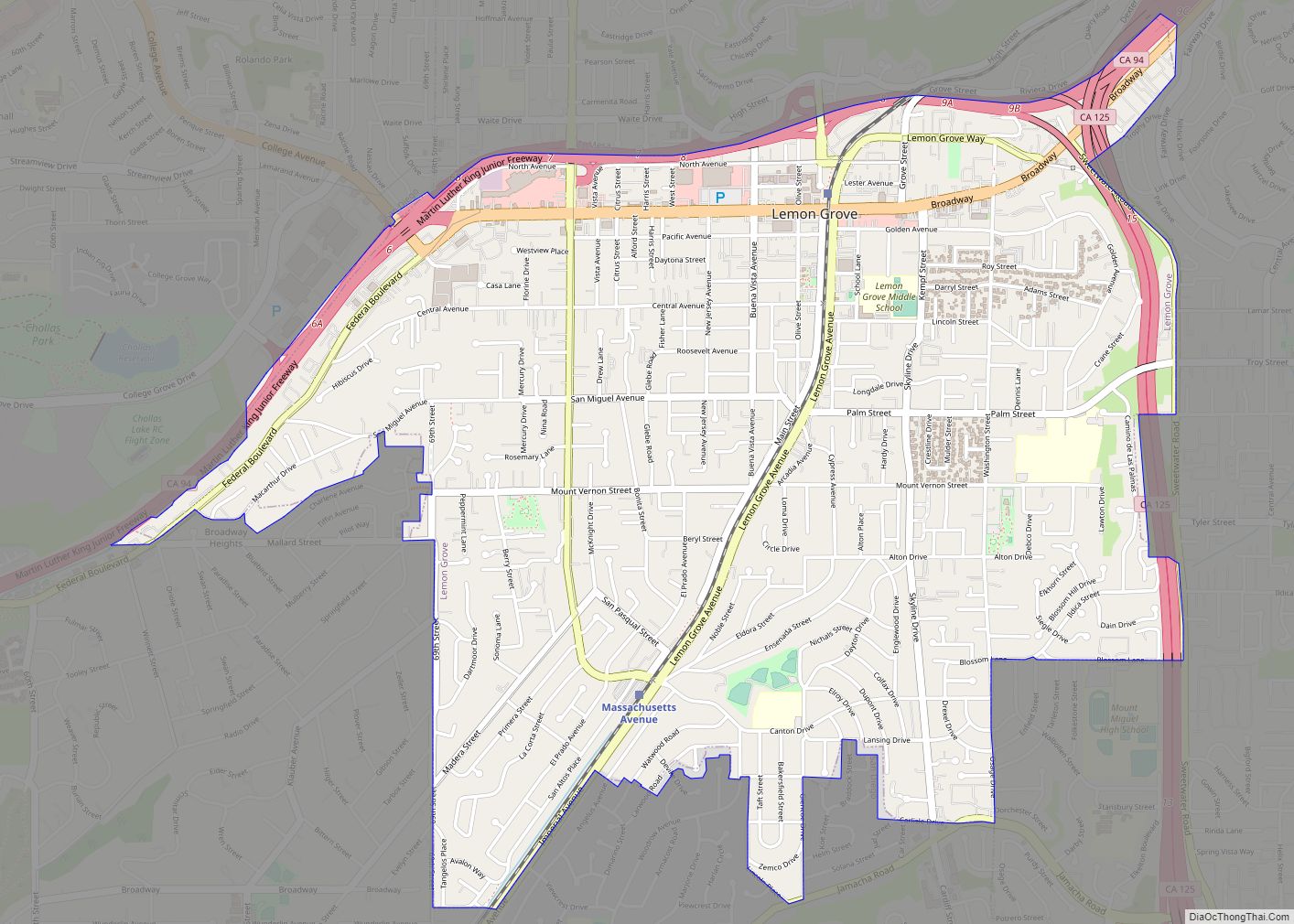 Map of Lemon Grove city