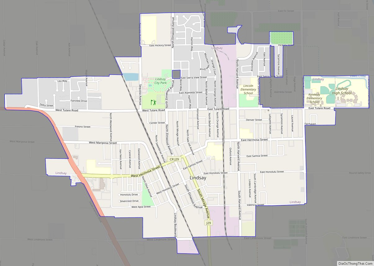 Map of Lindsay city