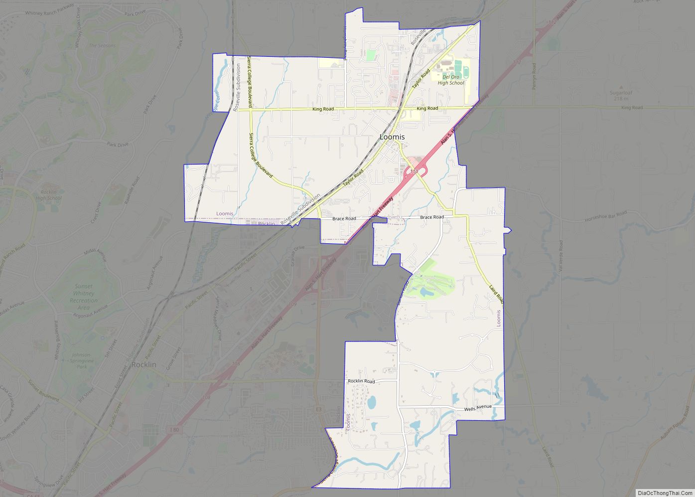 Map of Loomis town