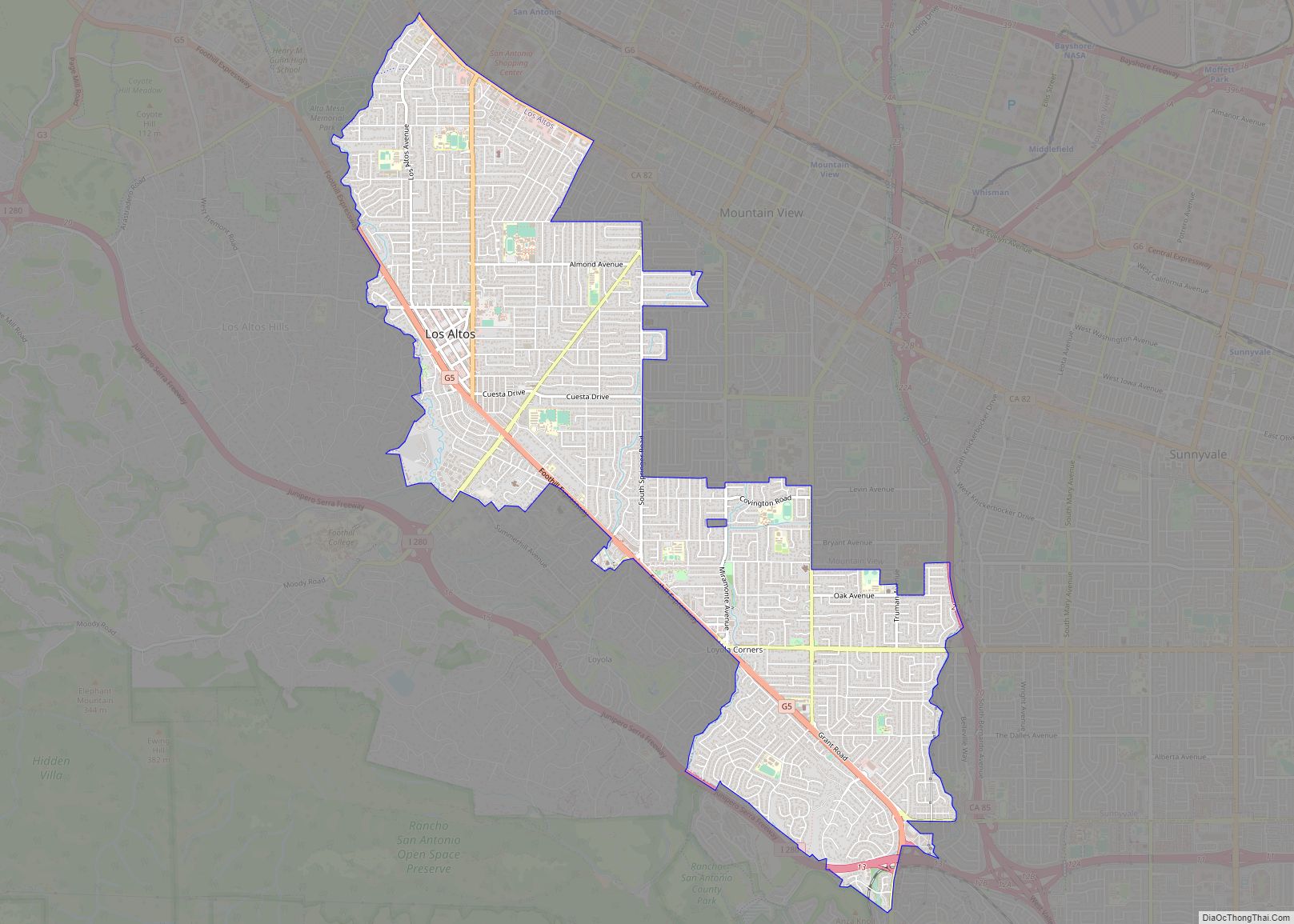 Map of Los Altos city