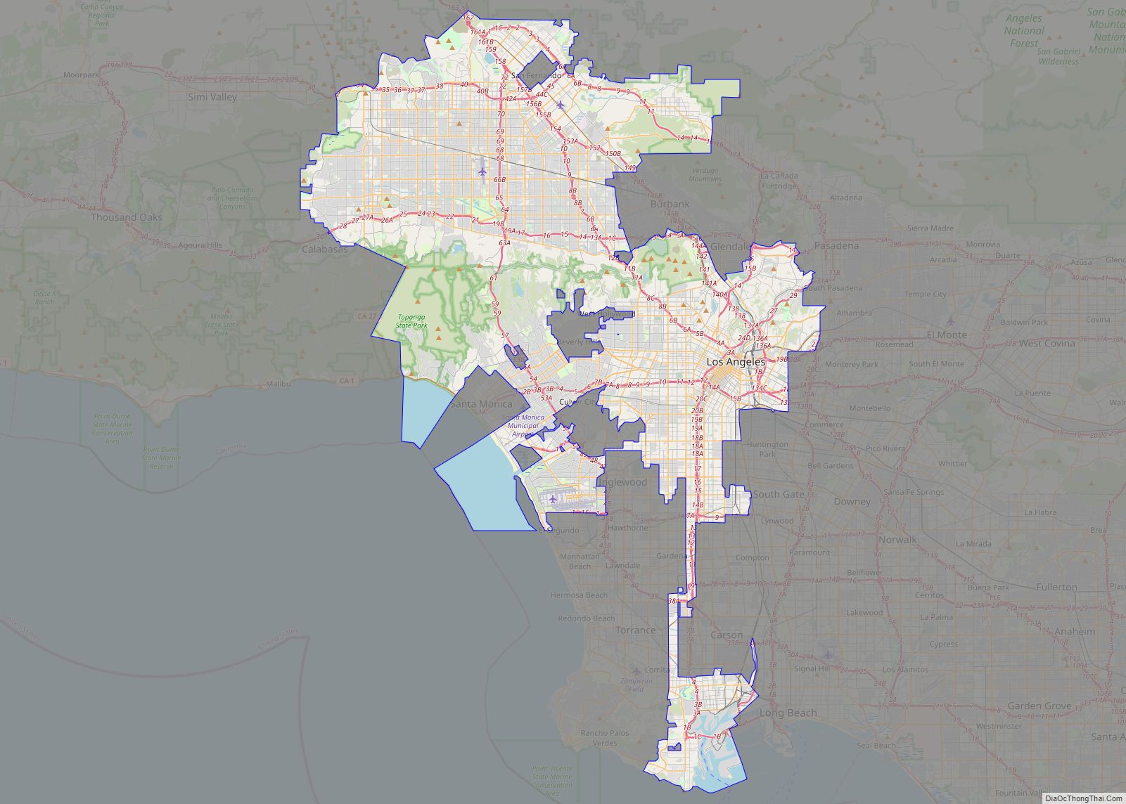 Map of Los Angeles city