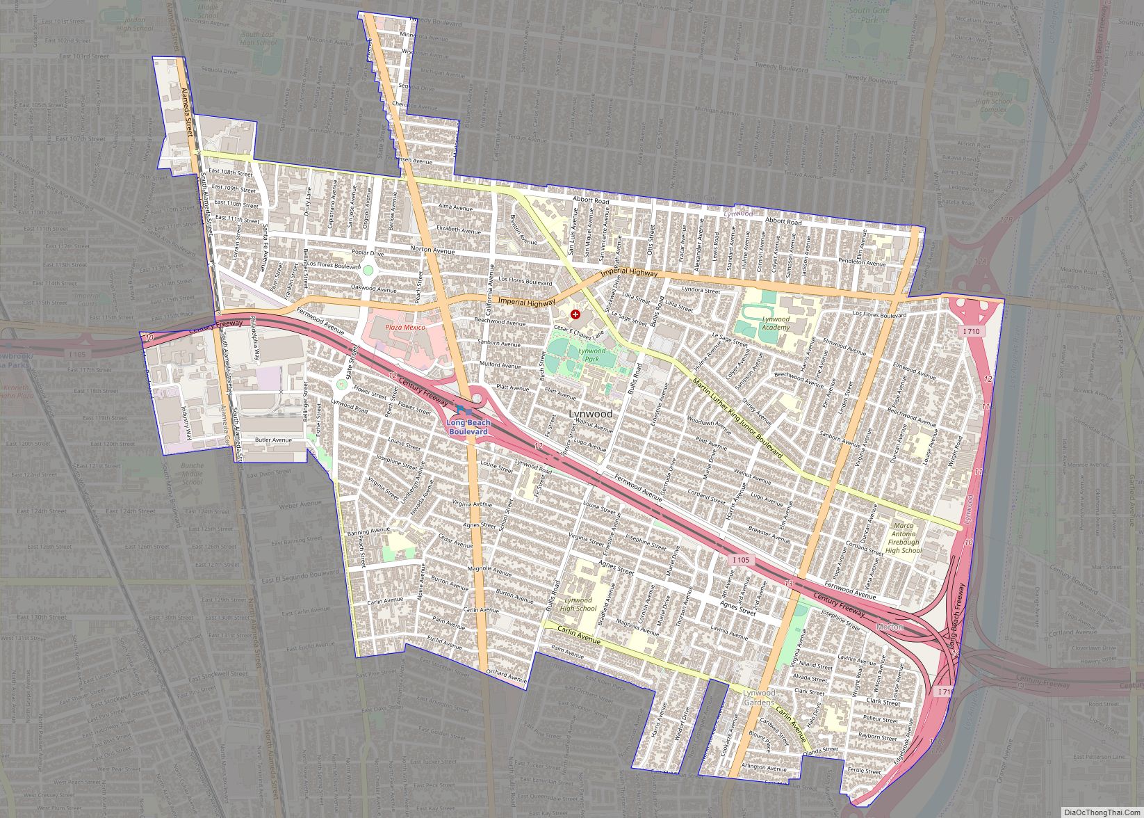 Map of Lynwood city