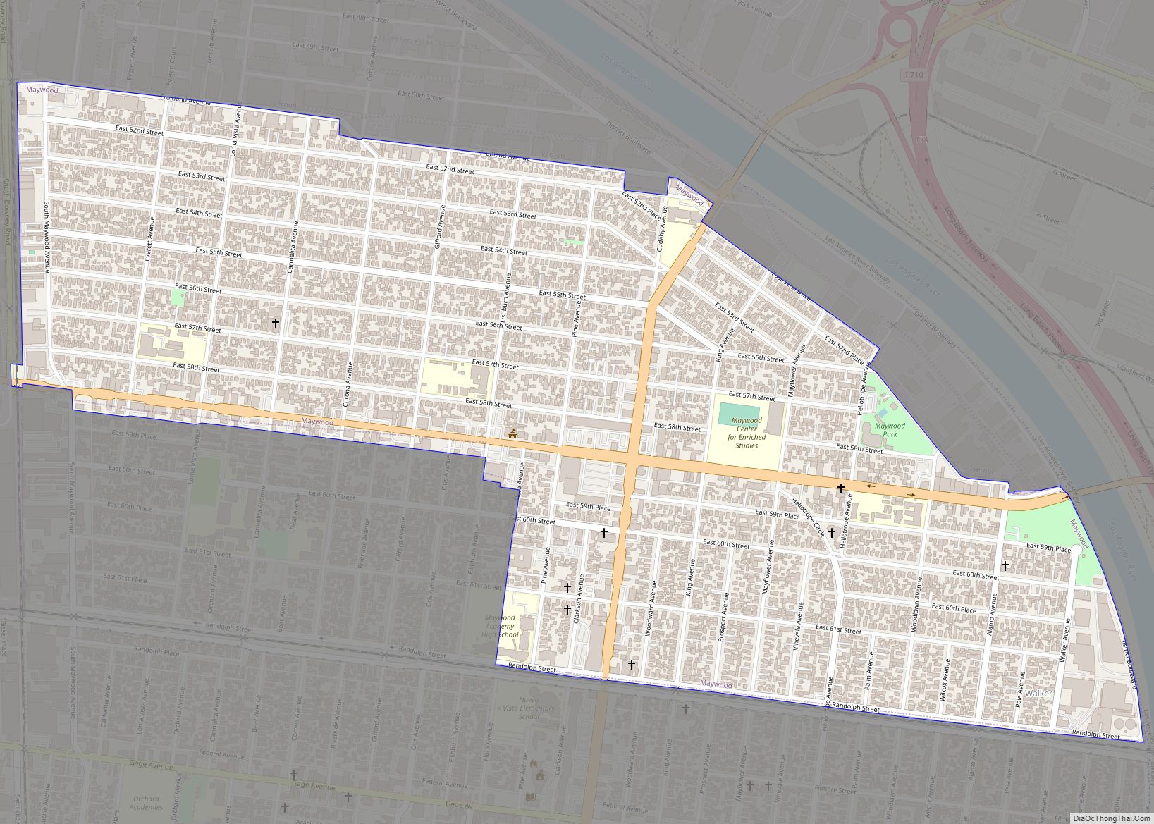 Map of Maywood city