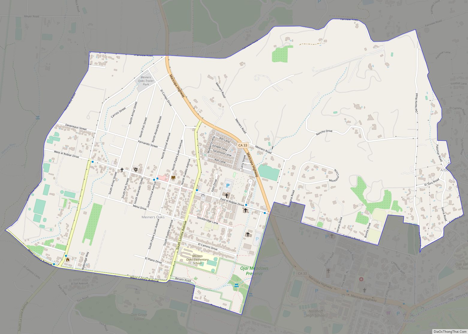 Map of Meiners Oaks CDP
