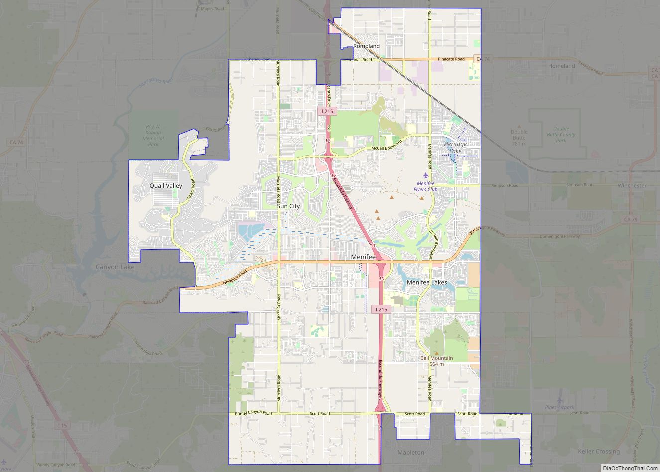 Map of Menifee city, California