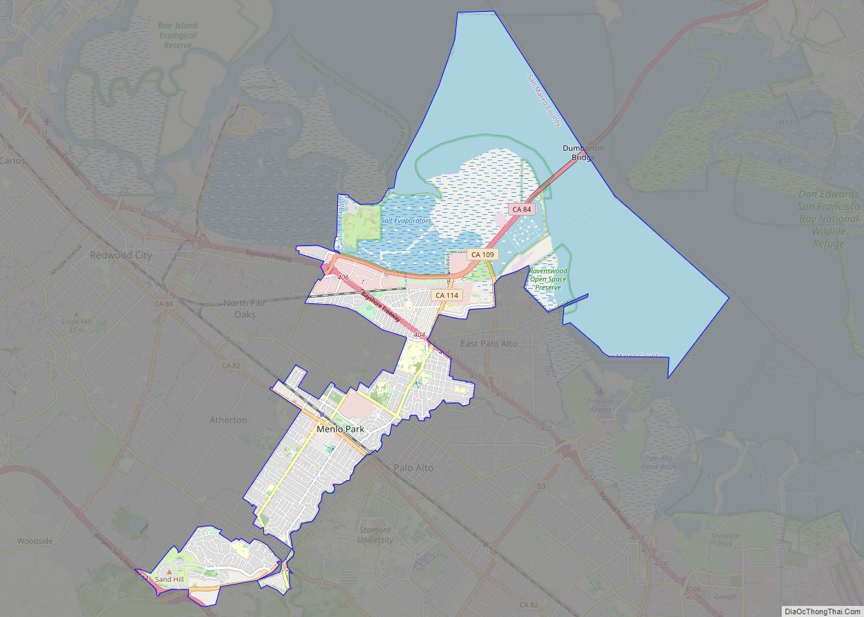 Map of Menlo Park city