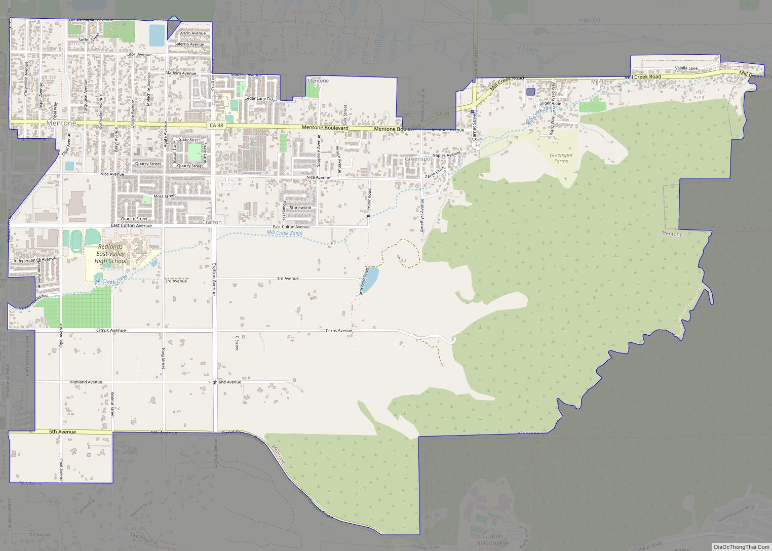 Map of Mentone CDP, California