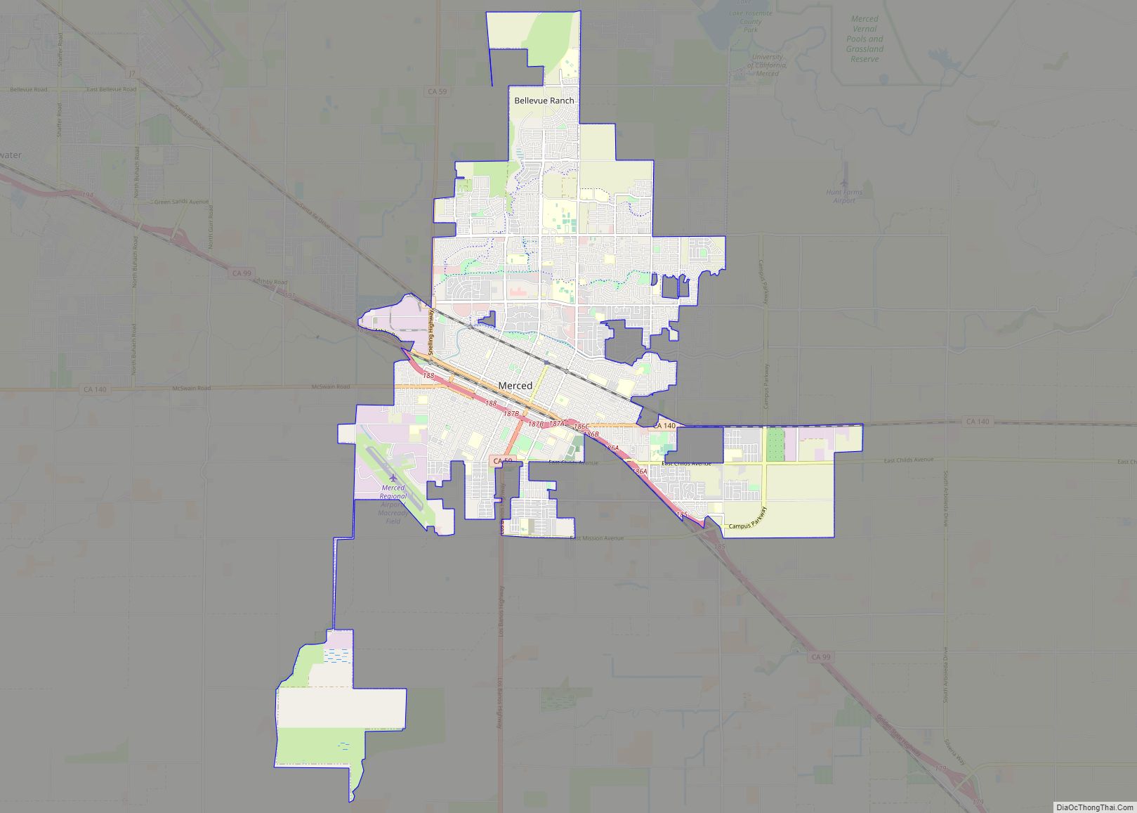 Map of Merced city