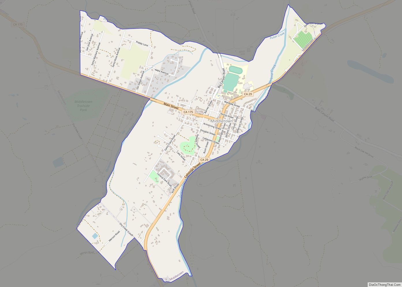 Map of Middletown CDP, California