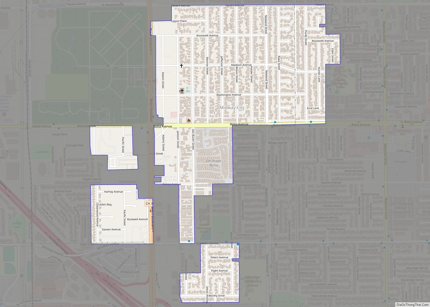 Map of Midway City CDP