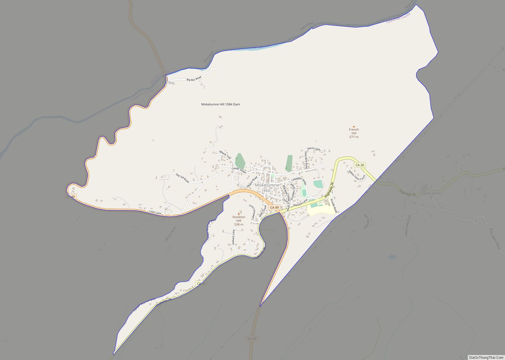 Map of Mokelumne Hill CDP