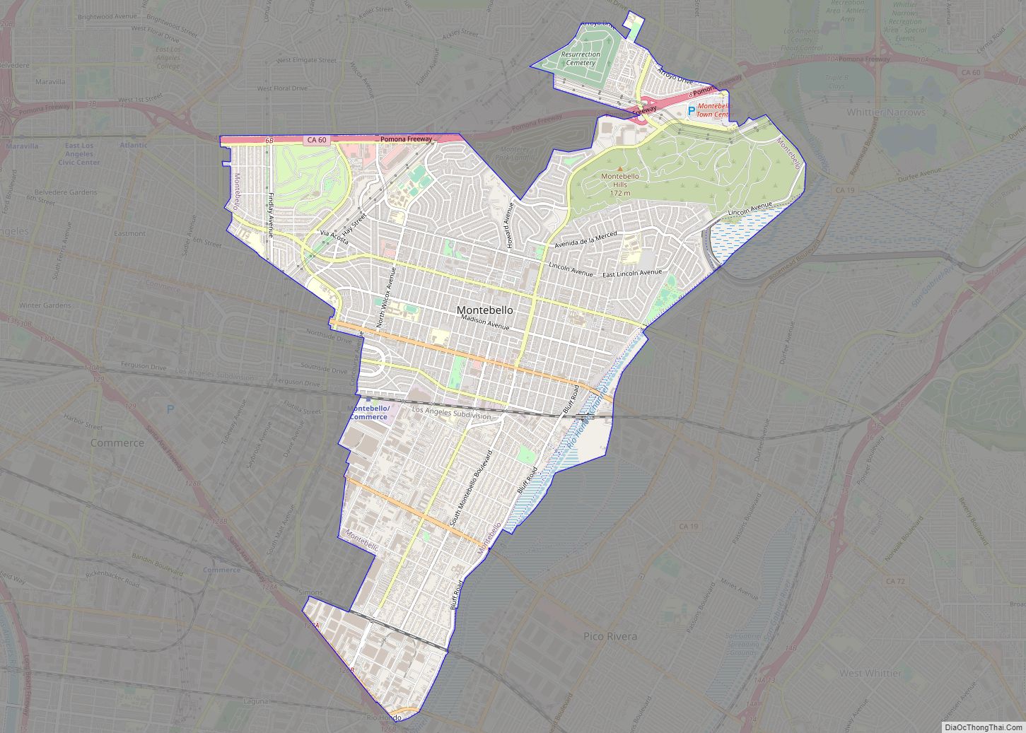 Map of Montebello city