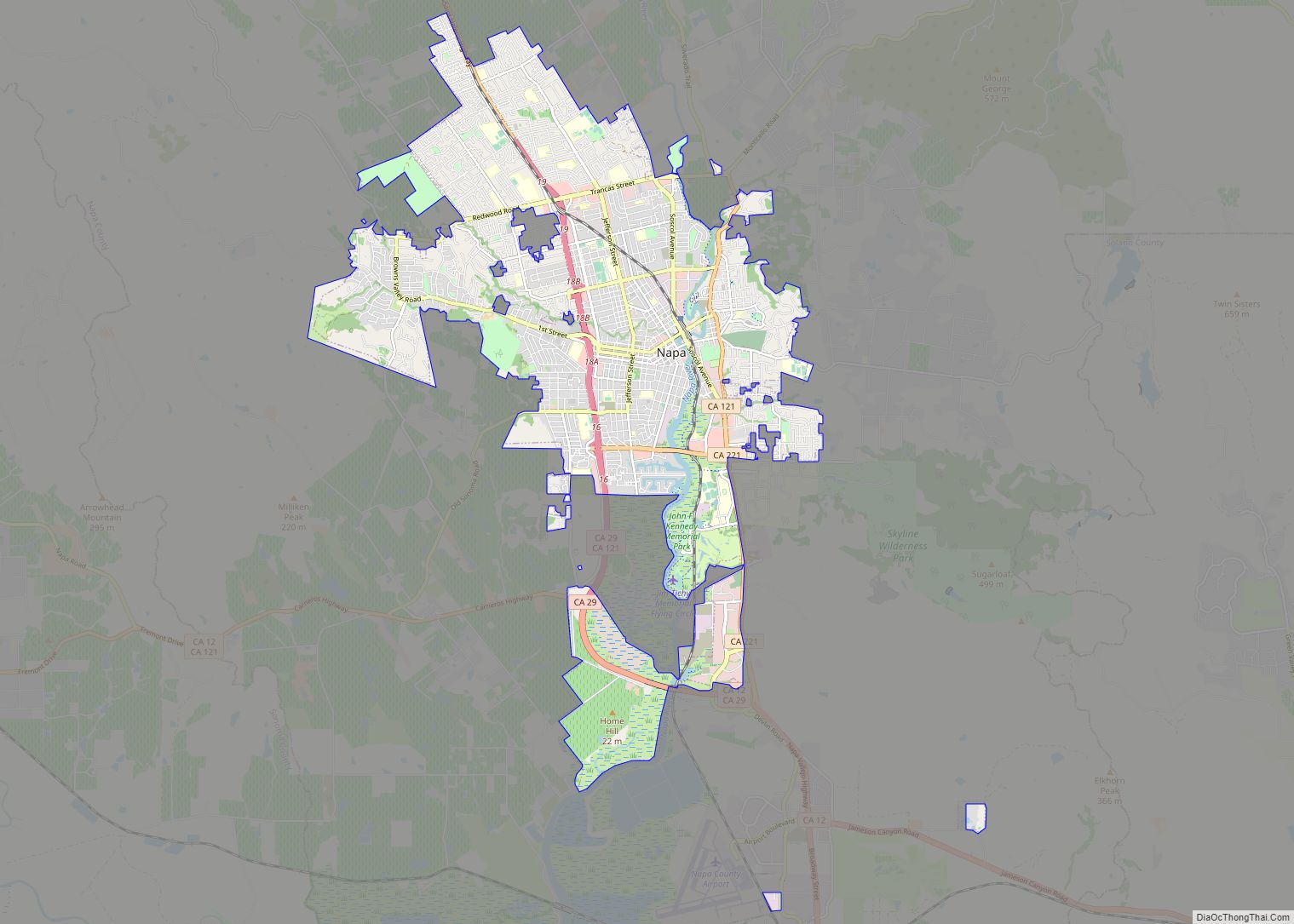 Map of Napa city