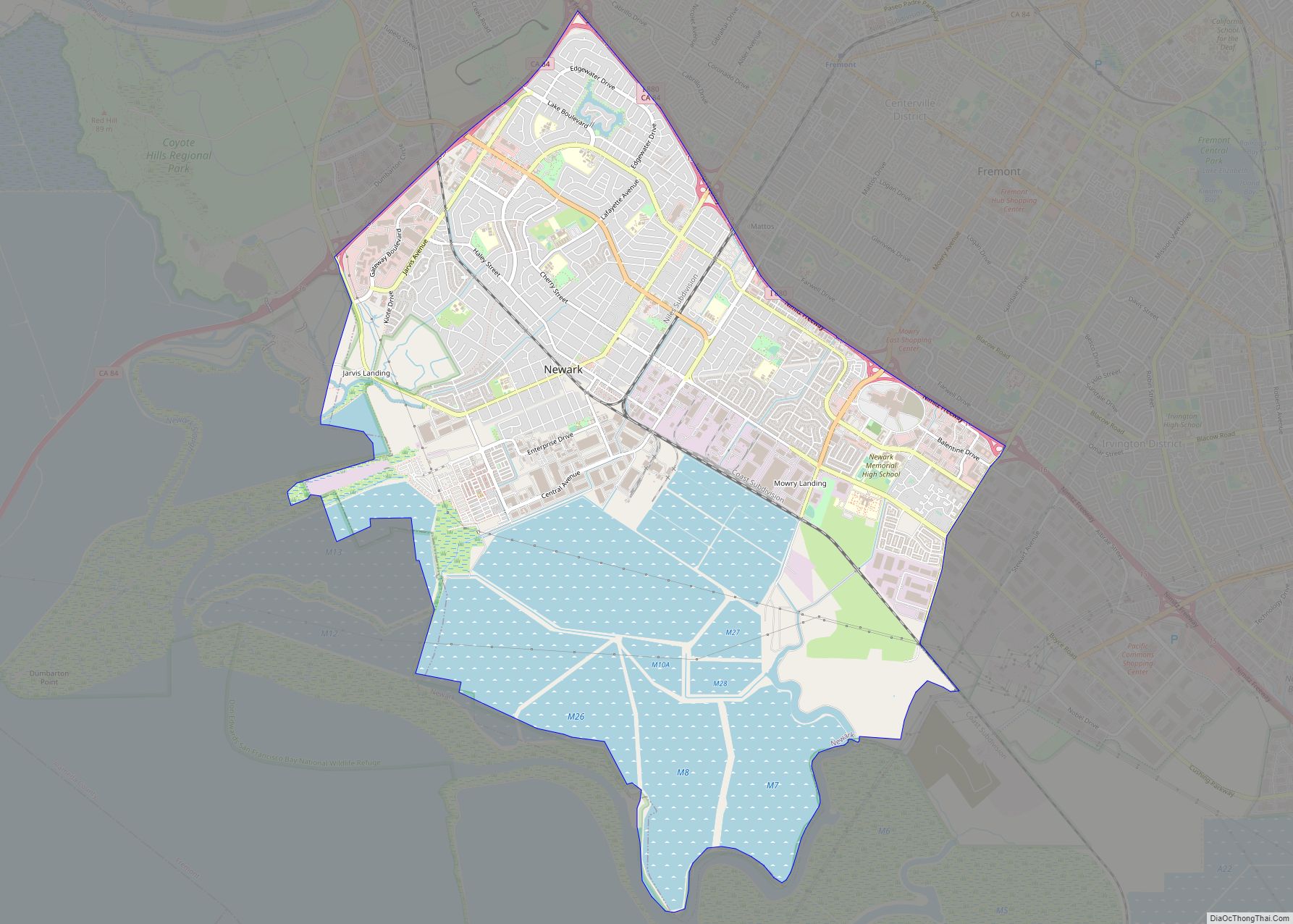 Map of Newark city, California