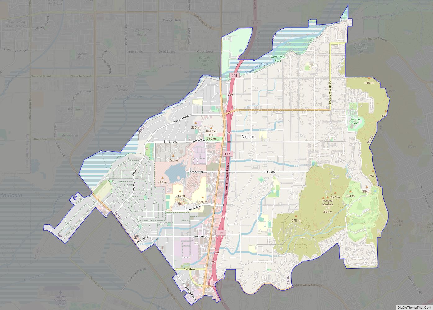 Map of Norco city