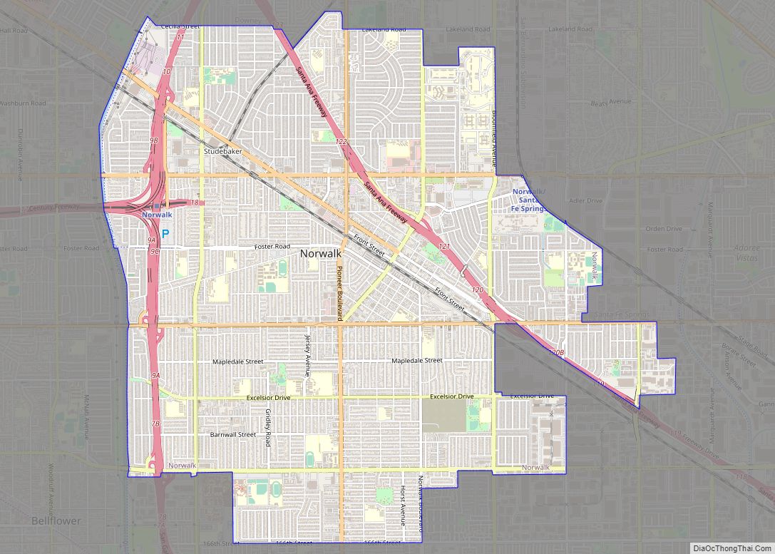 Map of Norwalk city