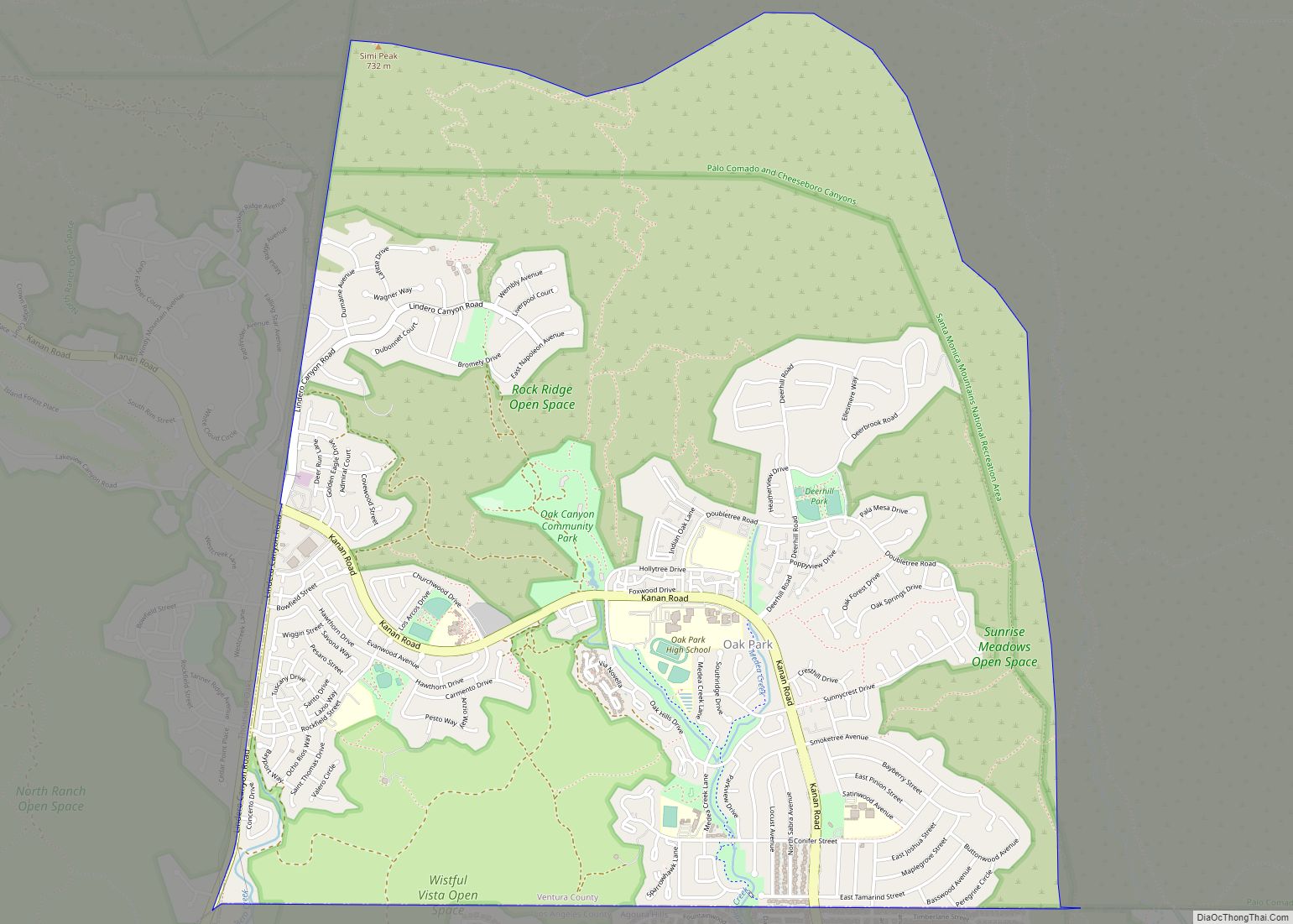 Map of Oak Park CDP, California