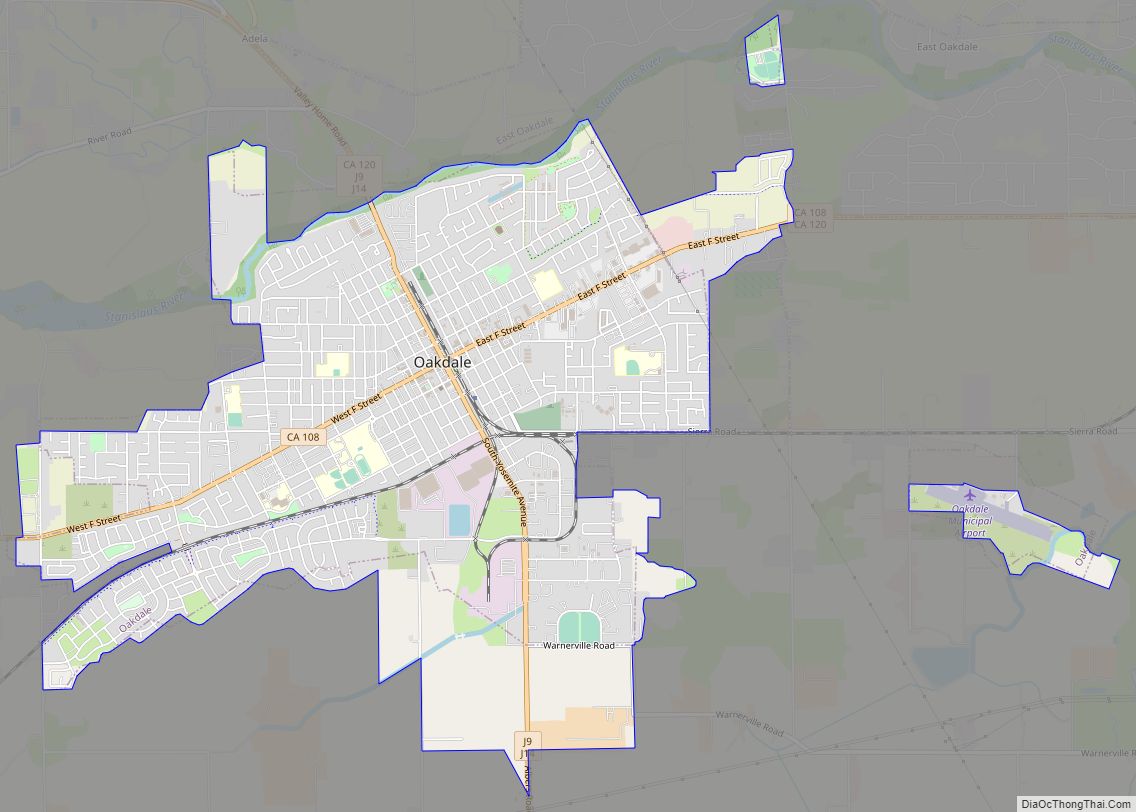Map of Oakdale city