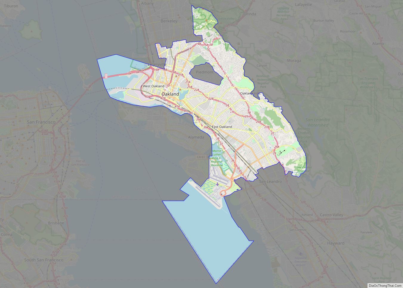 Map of Oakland city