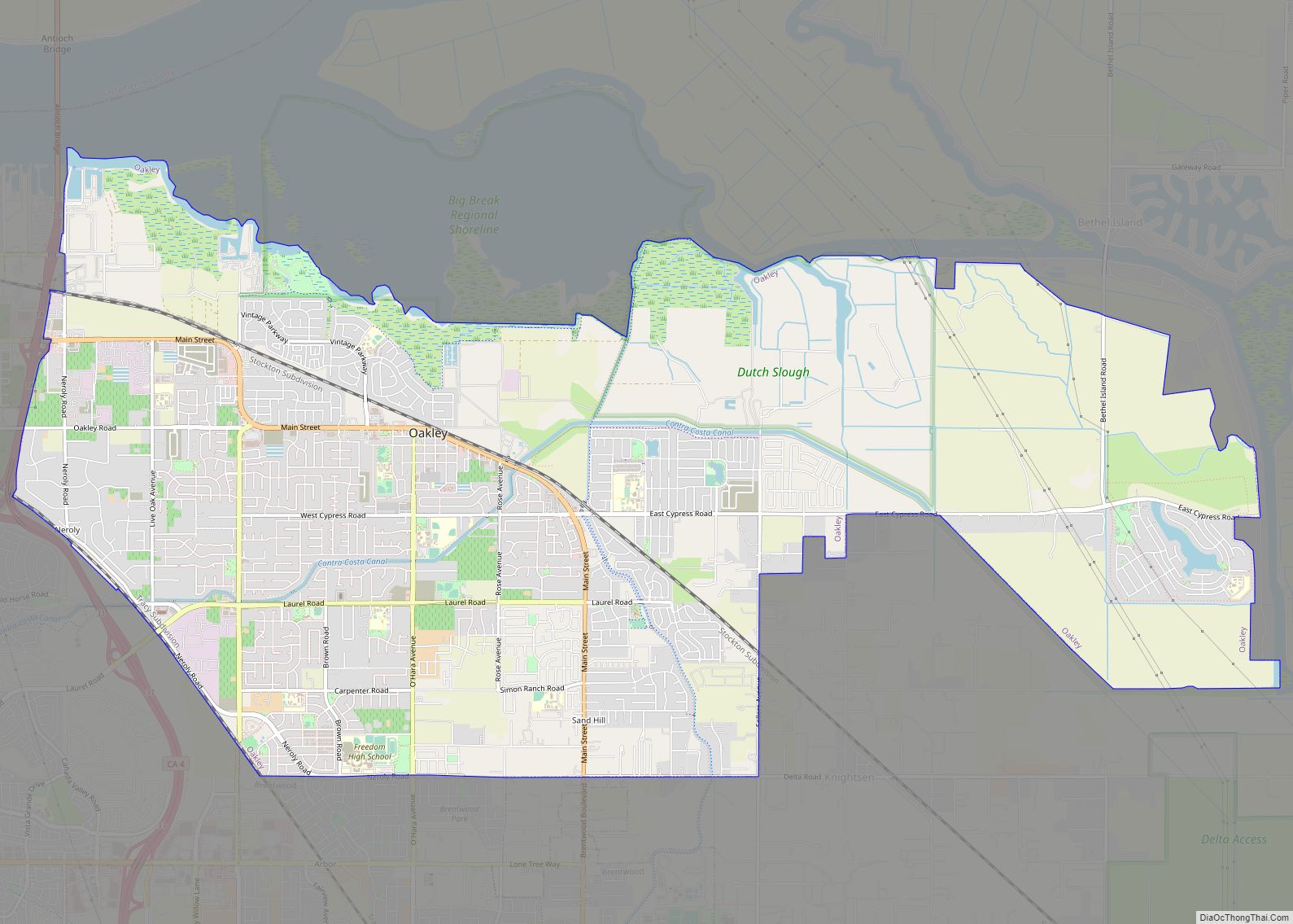 Map of Oakley city