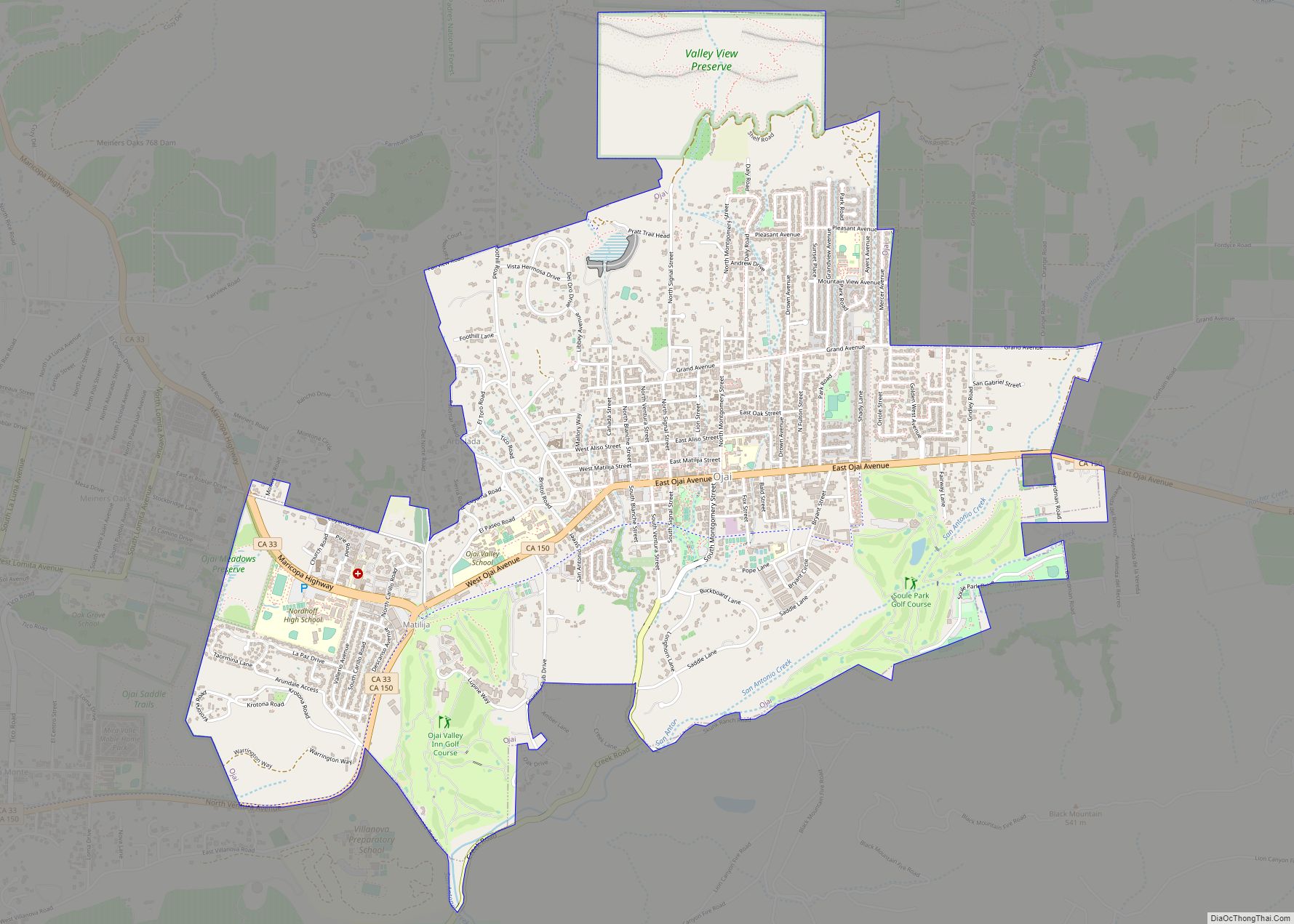 Map of Ojai city