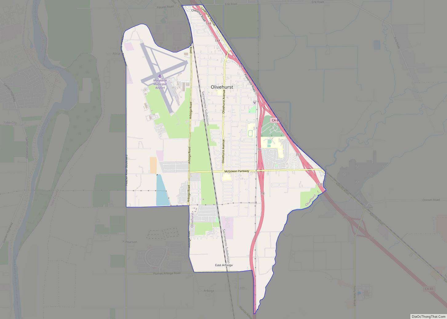 Map of Olivehurst CDP