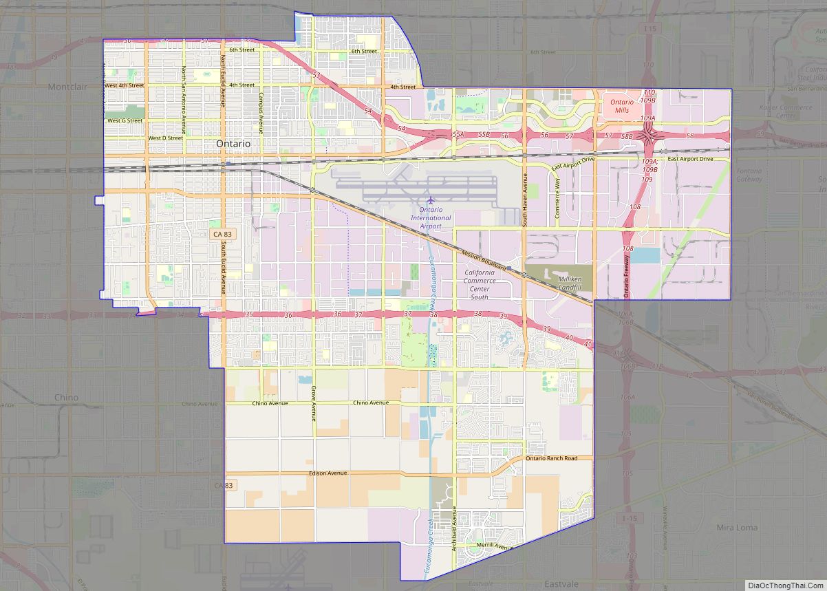 Map of Ontario city, California