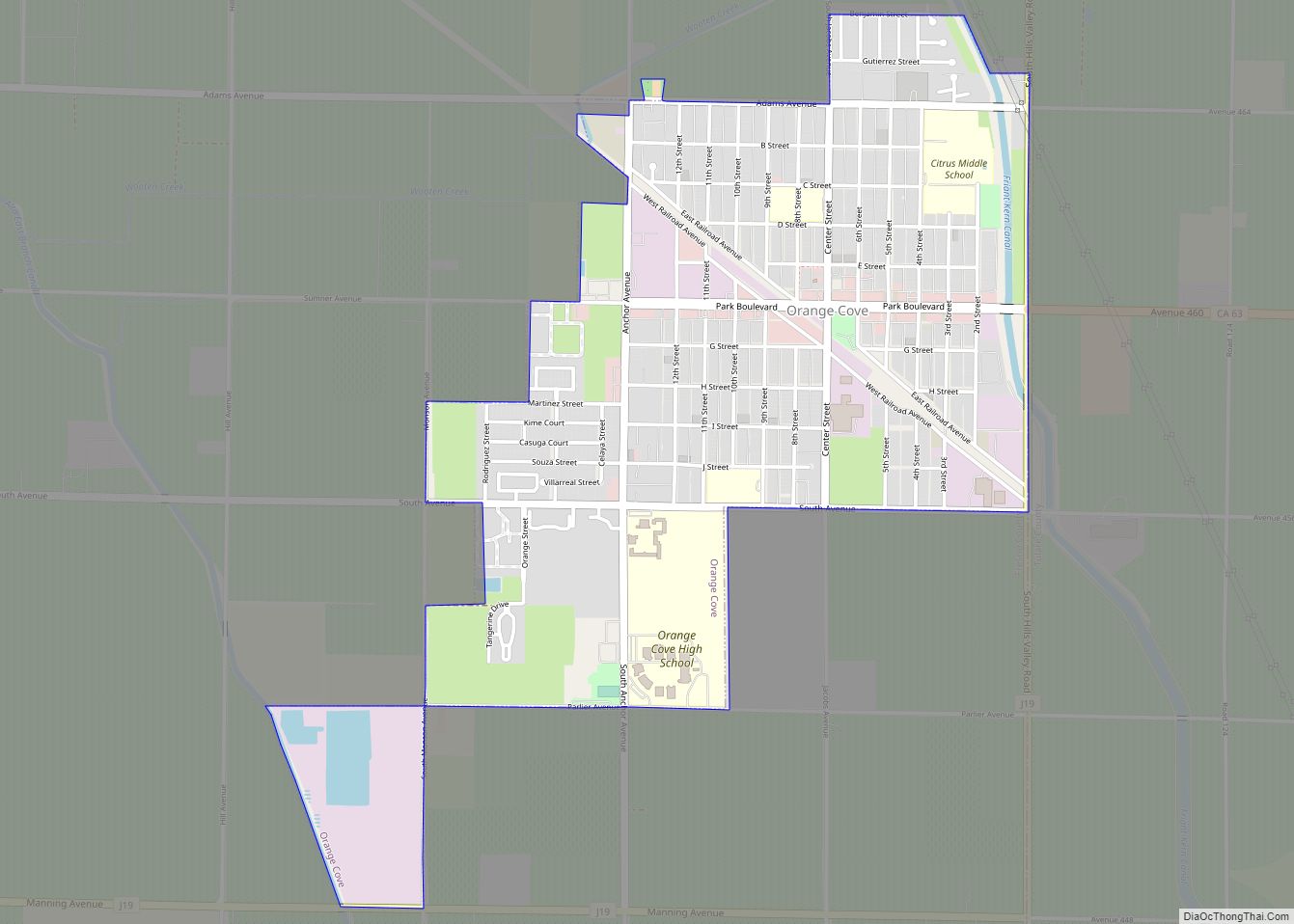 Map of Orange Cove city