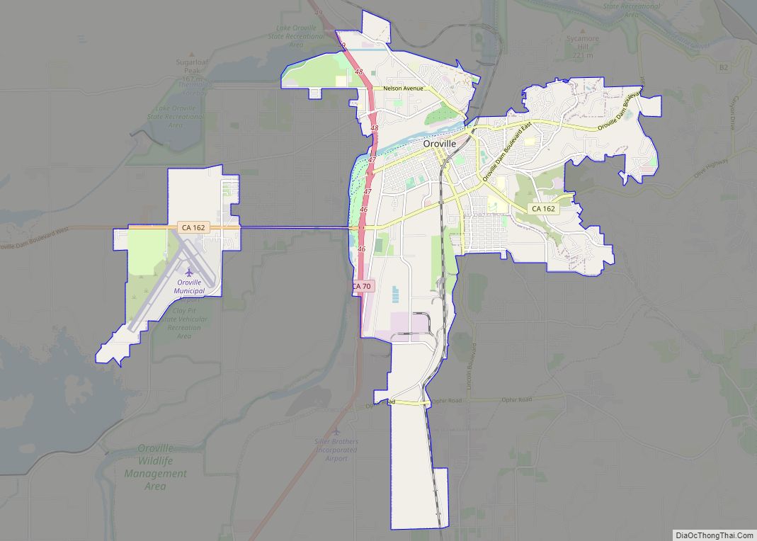 Map of Oroville city