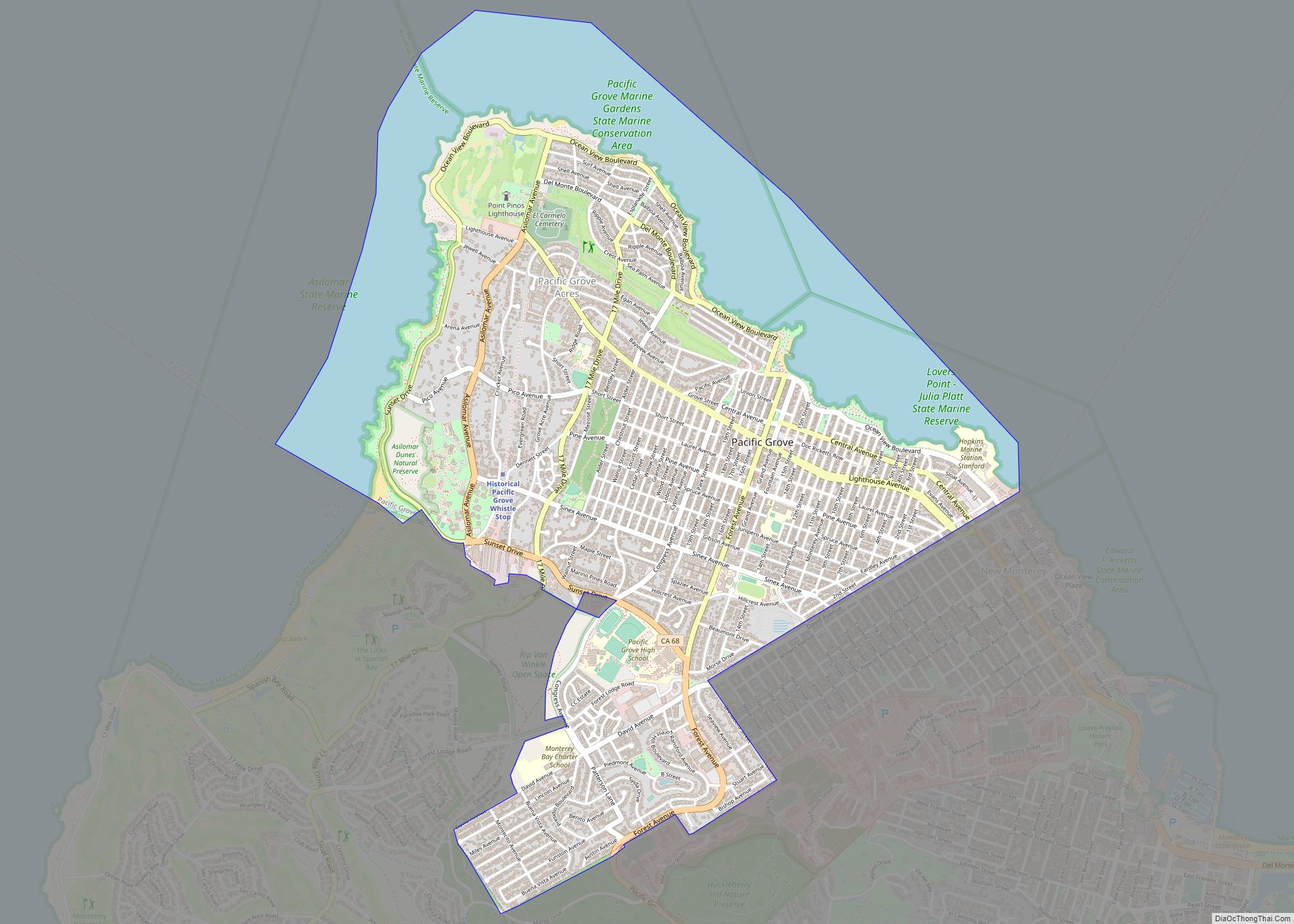 Map of Pacific Grove city