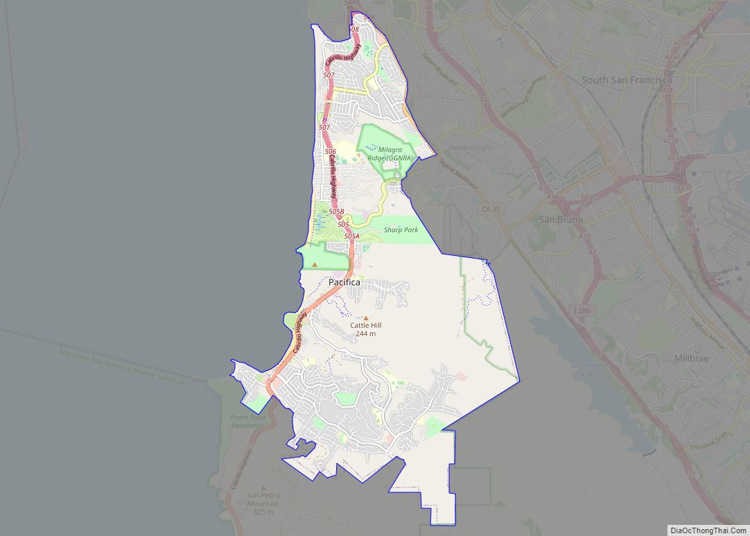 Map of Pacifica city