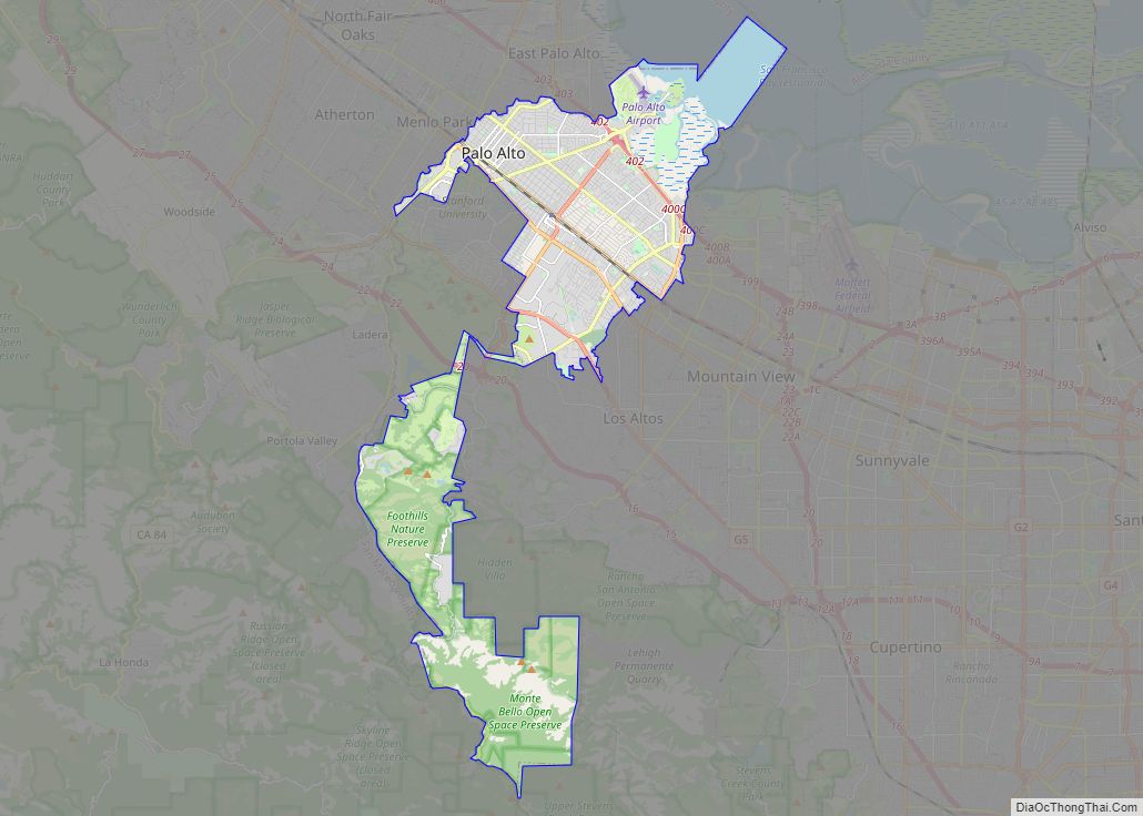 Map of Palo Alto city