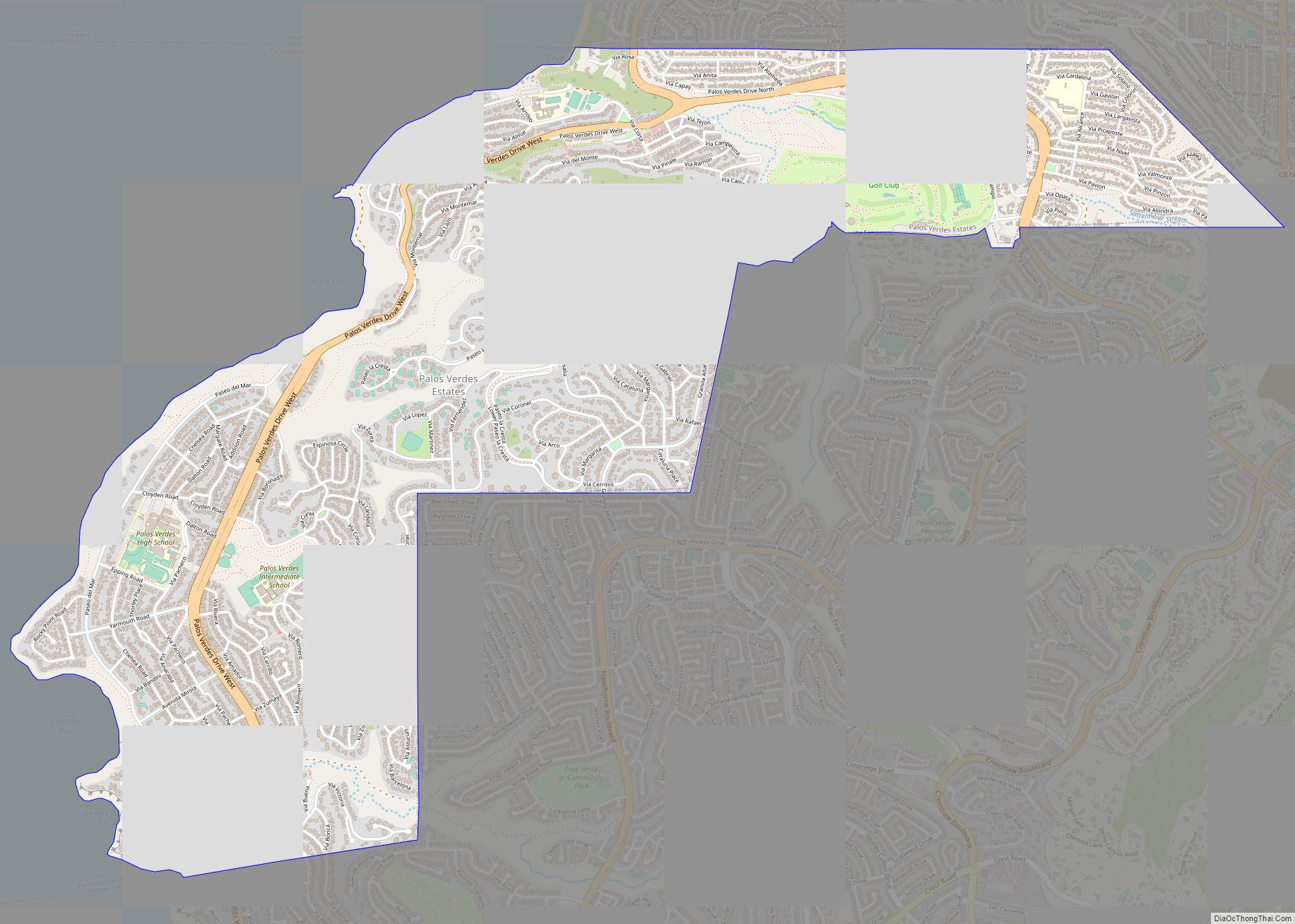 Map of Palos Verdes Estates city