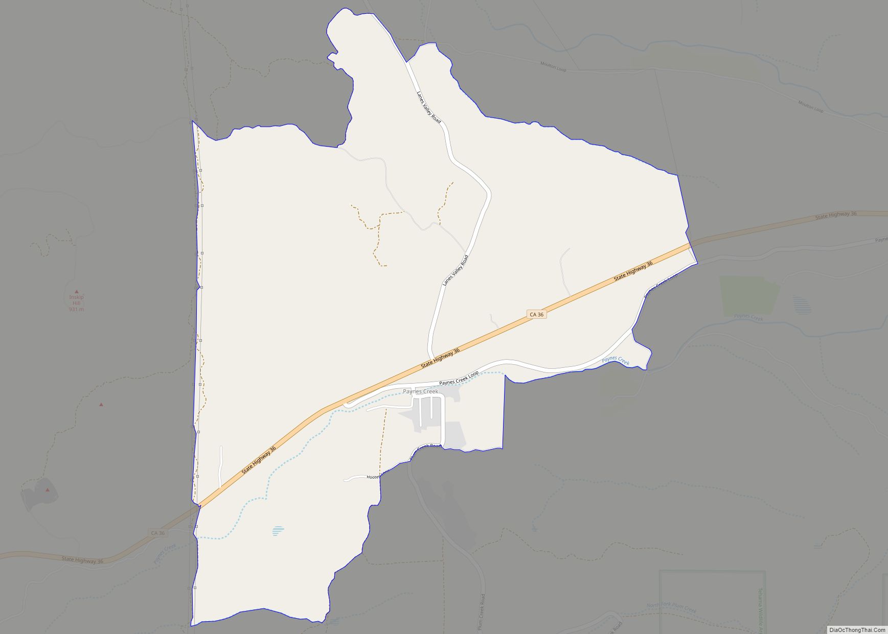 Map of Paynes Creek CDP