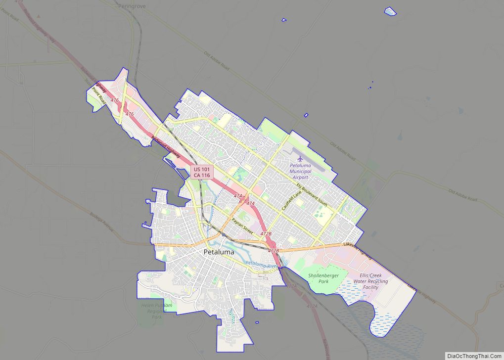 Map of Petaluma city