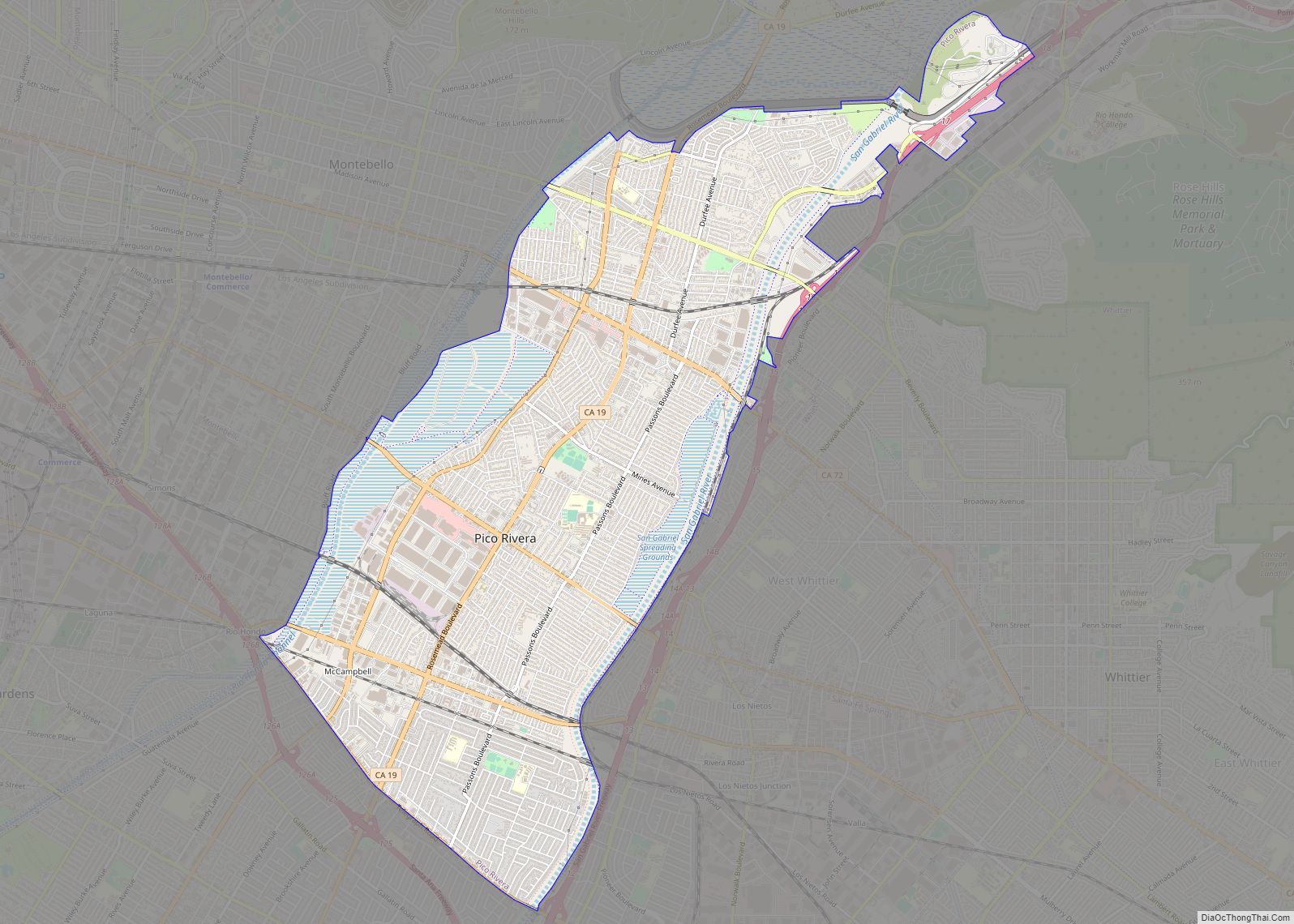 Map of Pico Rivera city