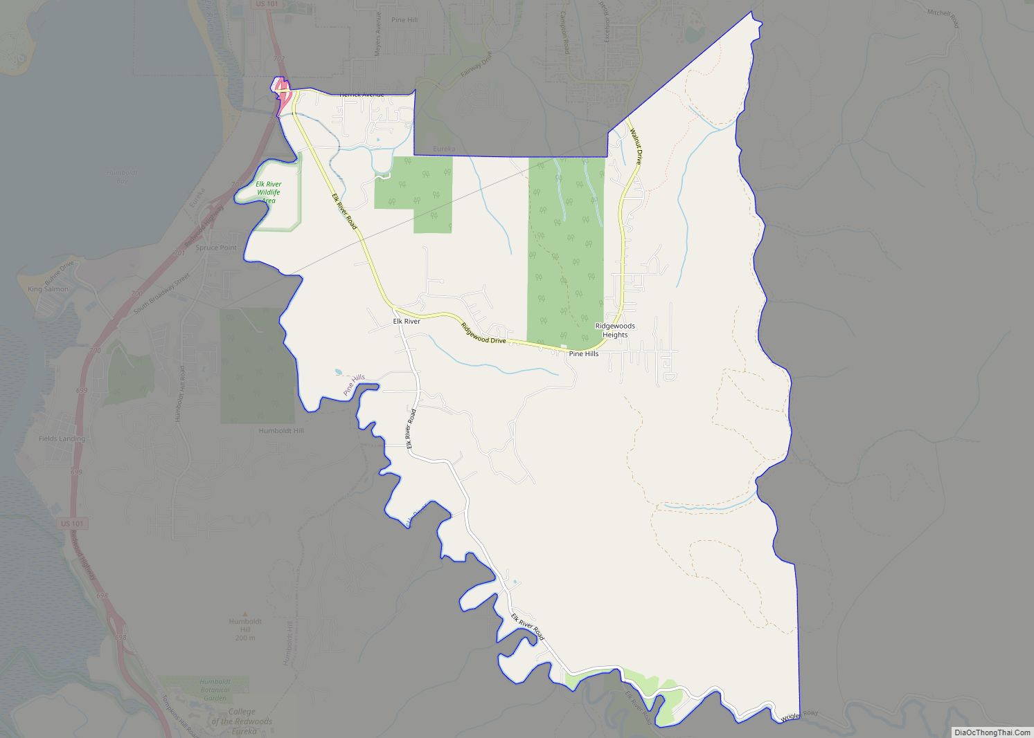 Map of Pine Hills CDP