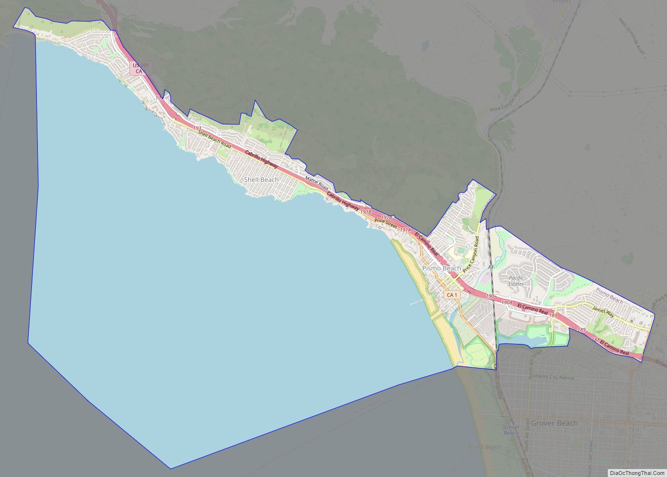 Map of Pismo Beach city