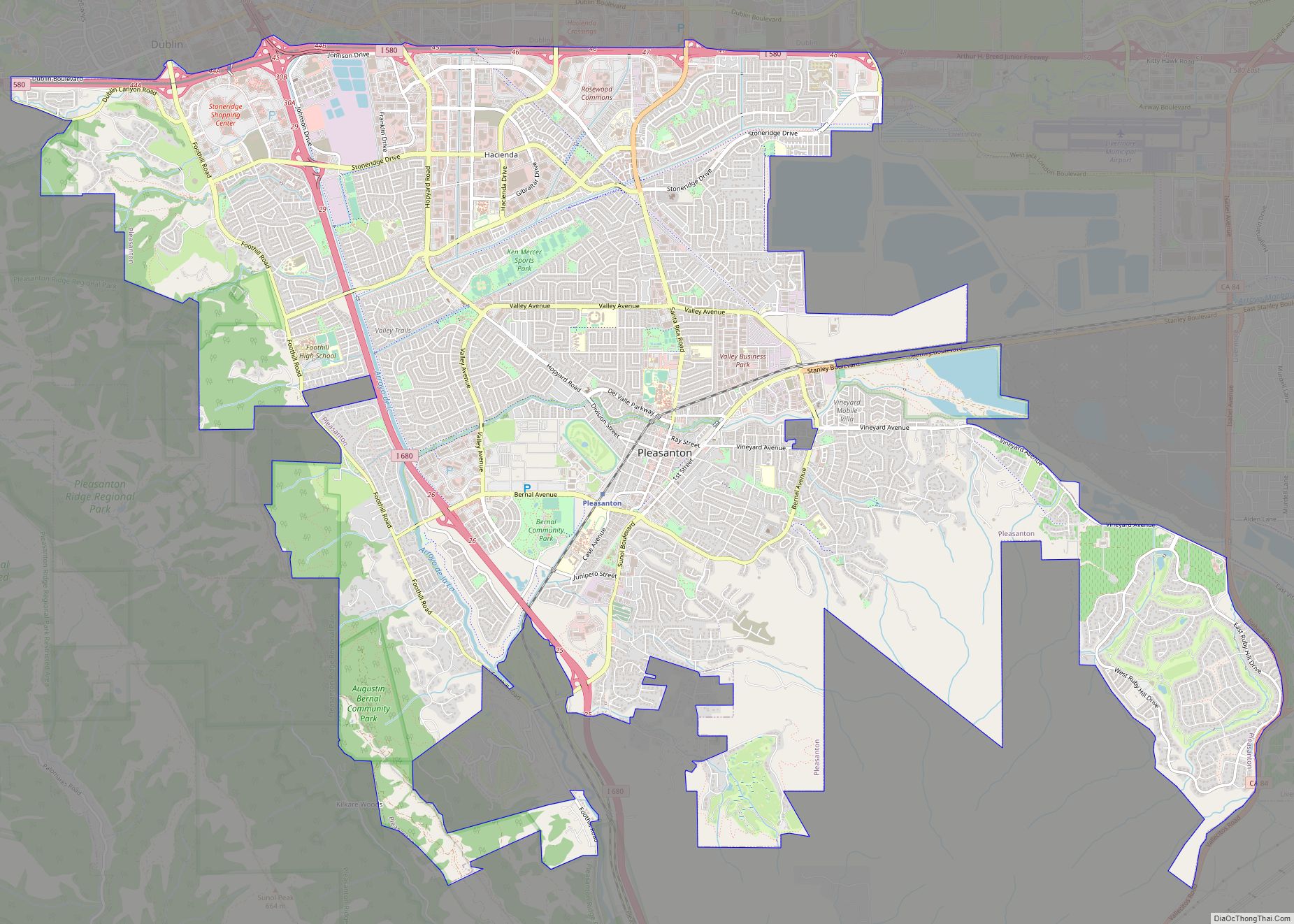 Map of Pleasanton city
