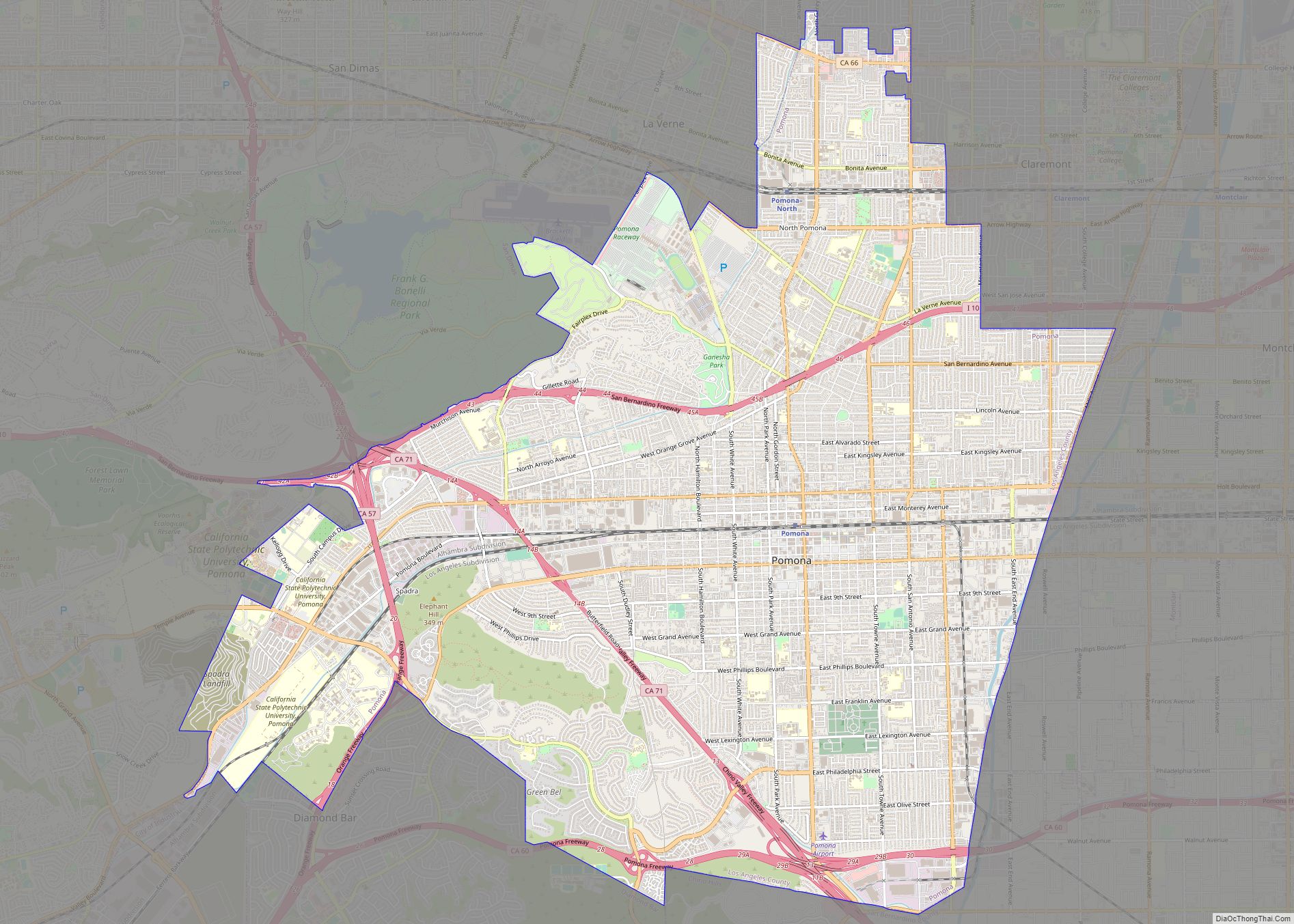 Map of Pomona city