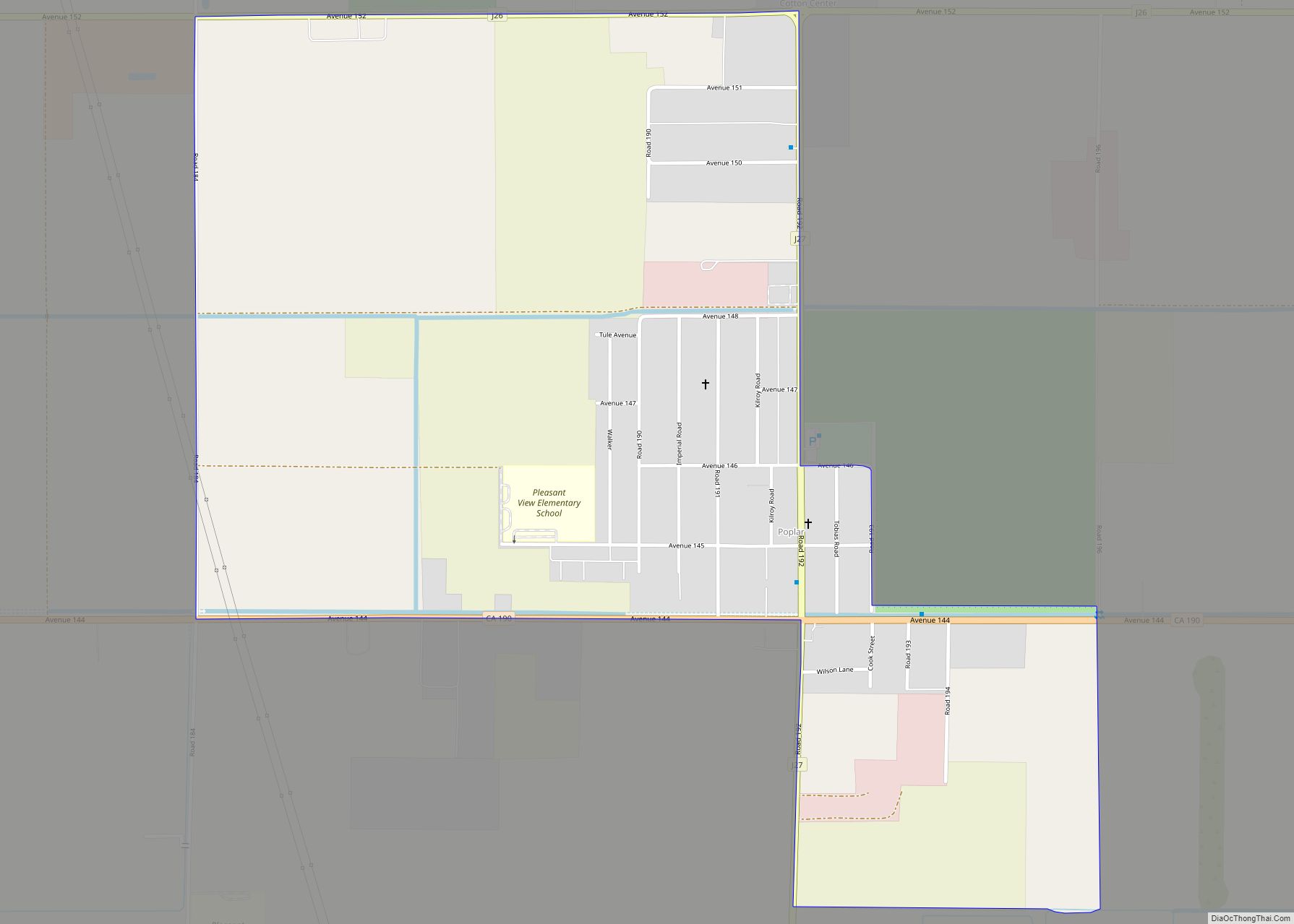 Map of Poplar-Cotton Center CDP