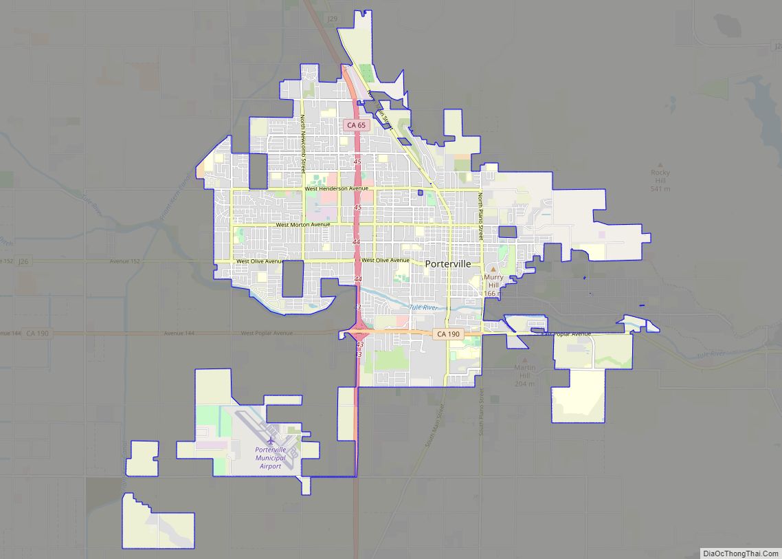Map of Porterville city