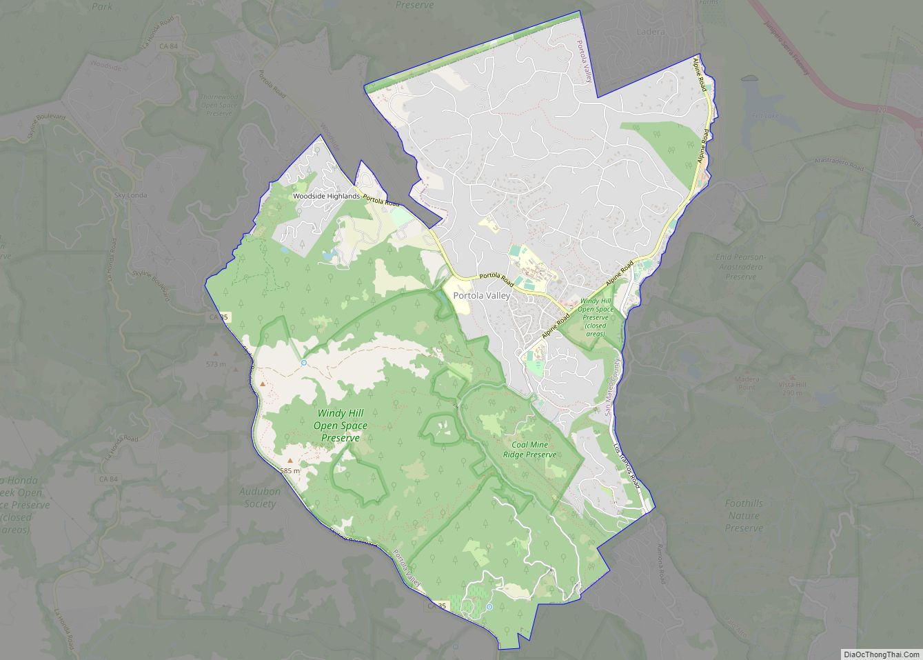 Map of Portola Valley town
