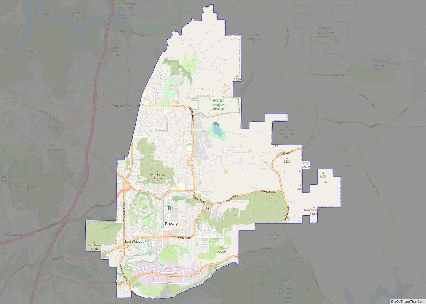 Map of Poway city