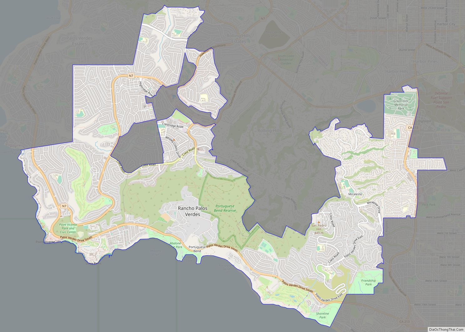 Map of Rancho Palos Verdes city