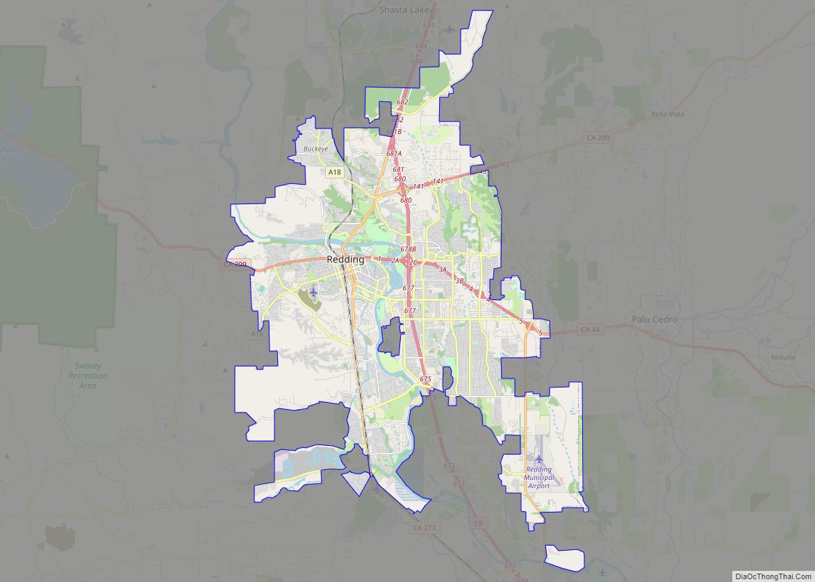 Map of Redding city